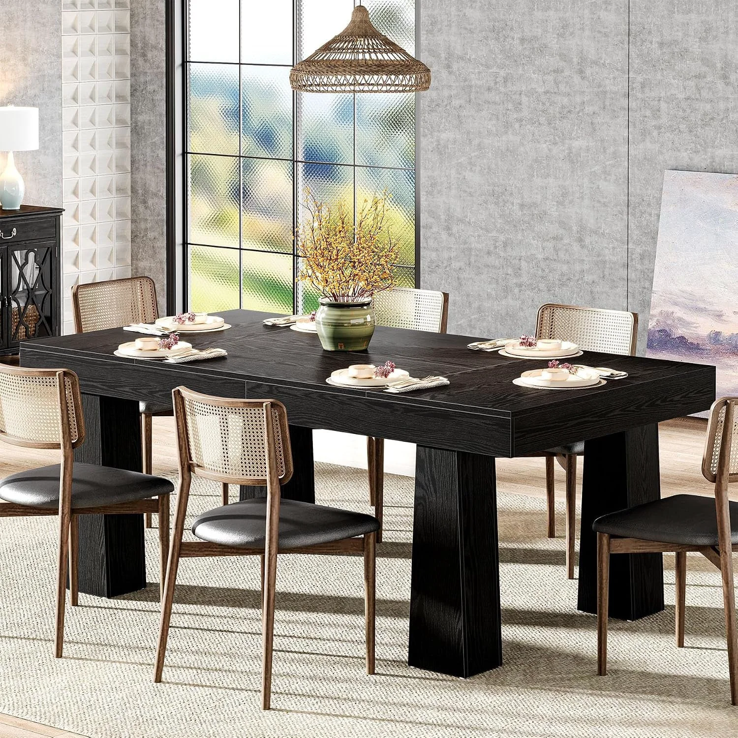 Consistent Tribesigns 63 Inch Spacious Rectangular Dining Table Fashionable