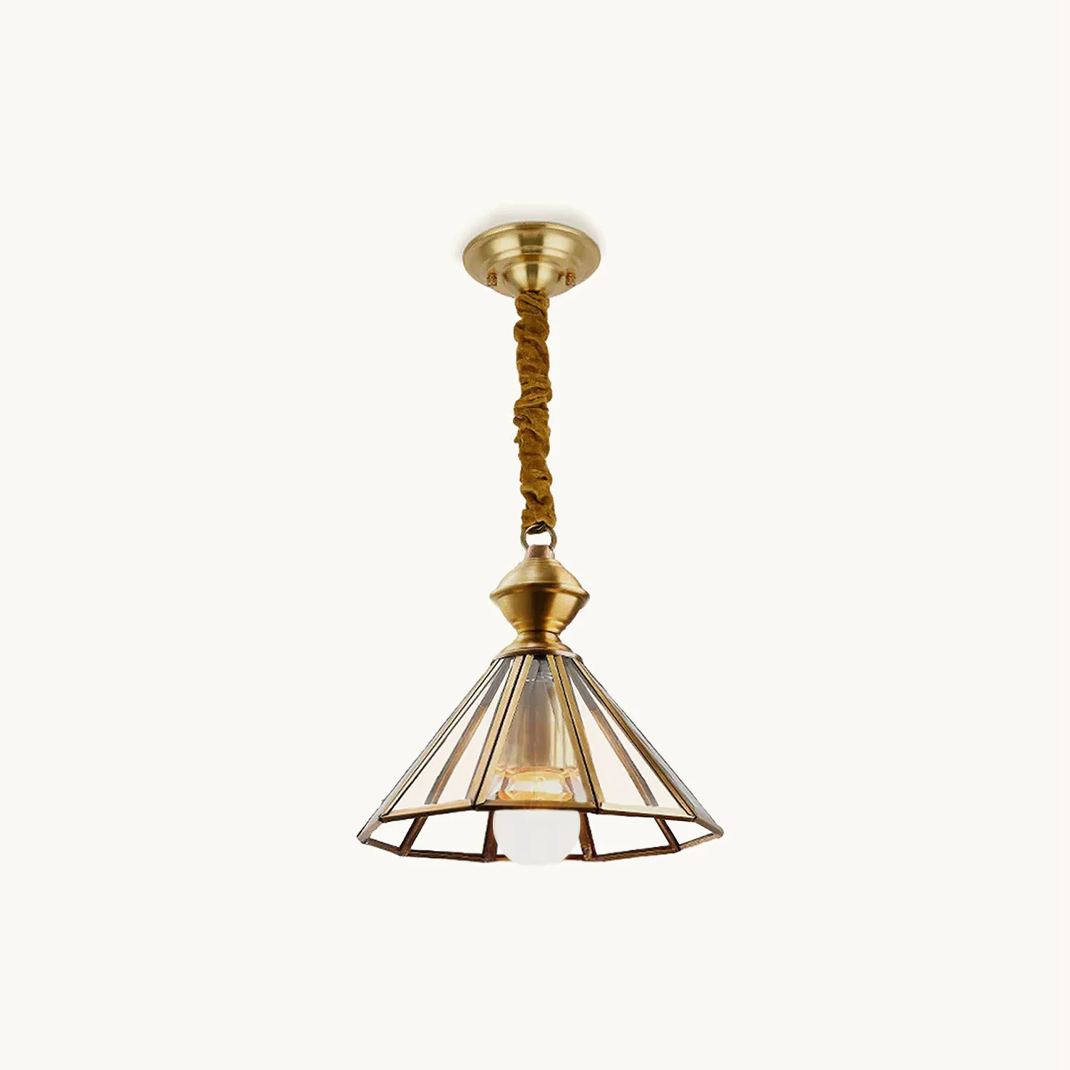 Original Umbrella Brass Glass Chandelier Casual