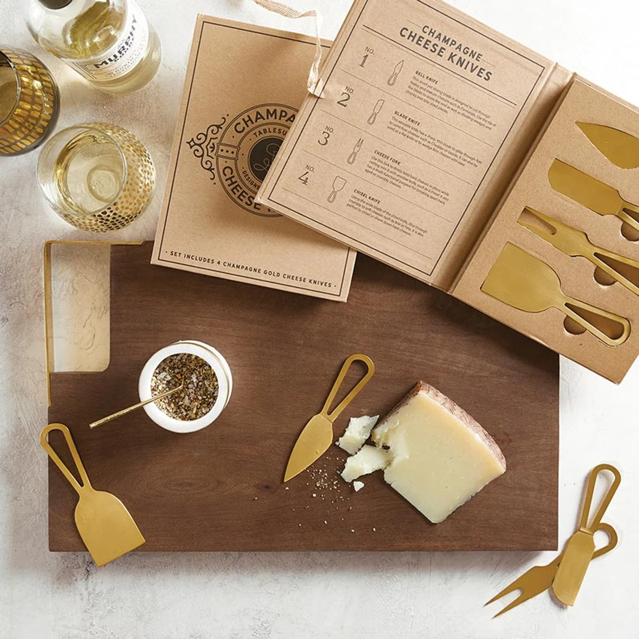 Trusted Charcuterie Cheese Knives Book Box Champagne Gold Versatile