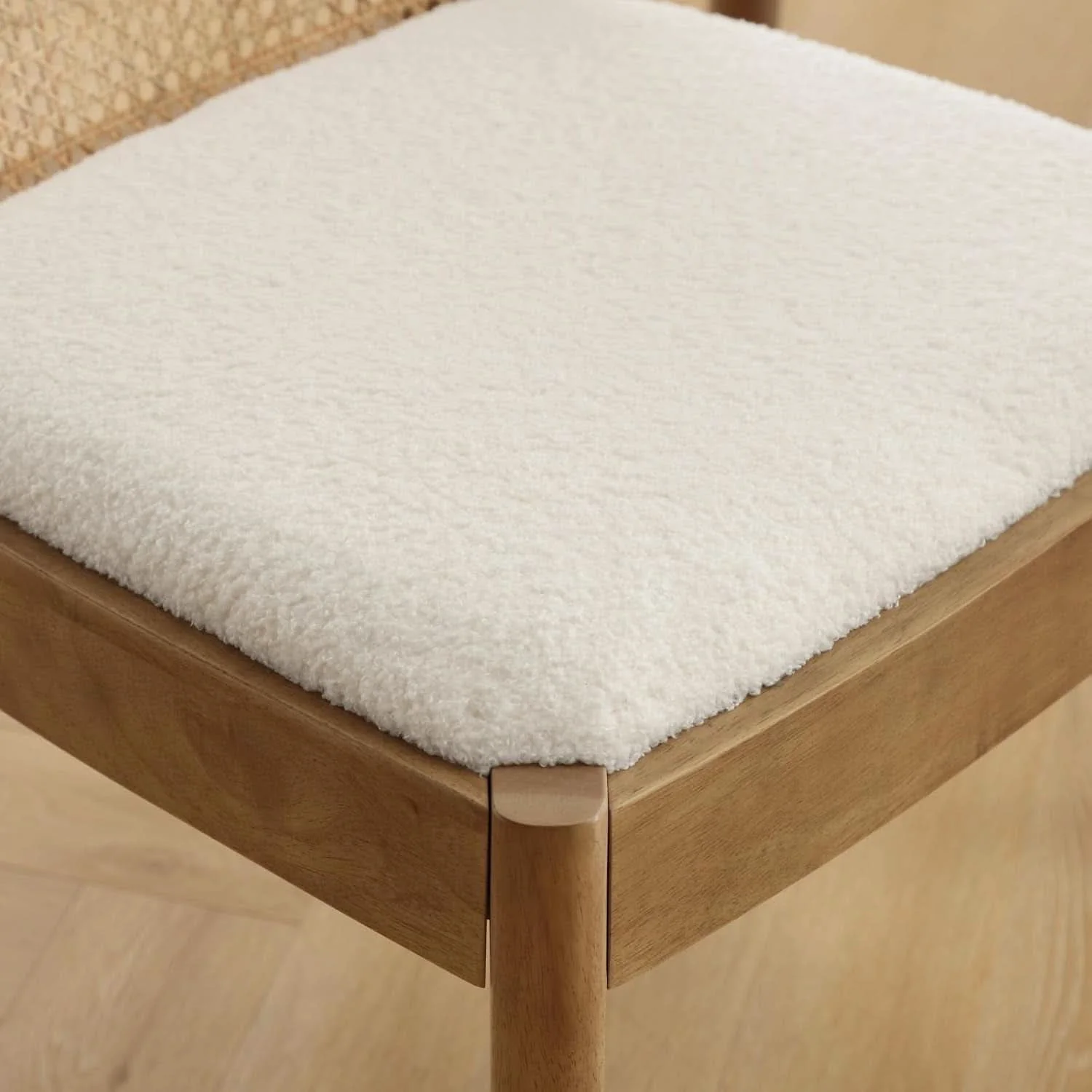 Smooth Mid Century Dining Chairs White Sherpa Upholstered Authentic