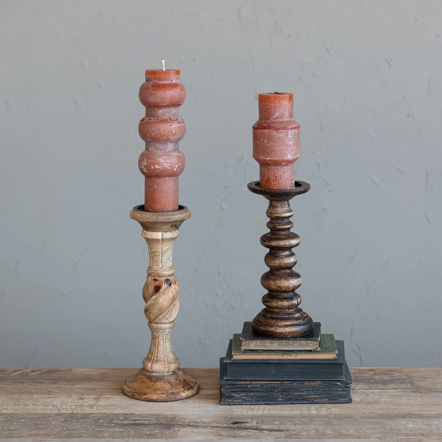User-Friendly Hand Carved Mango Wood Pillar Holder for 3 Pillar Trendy