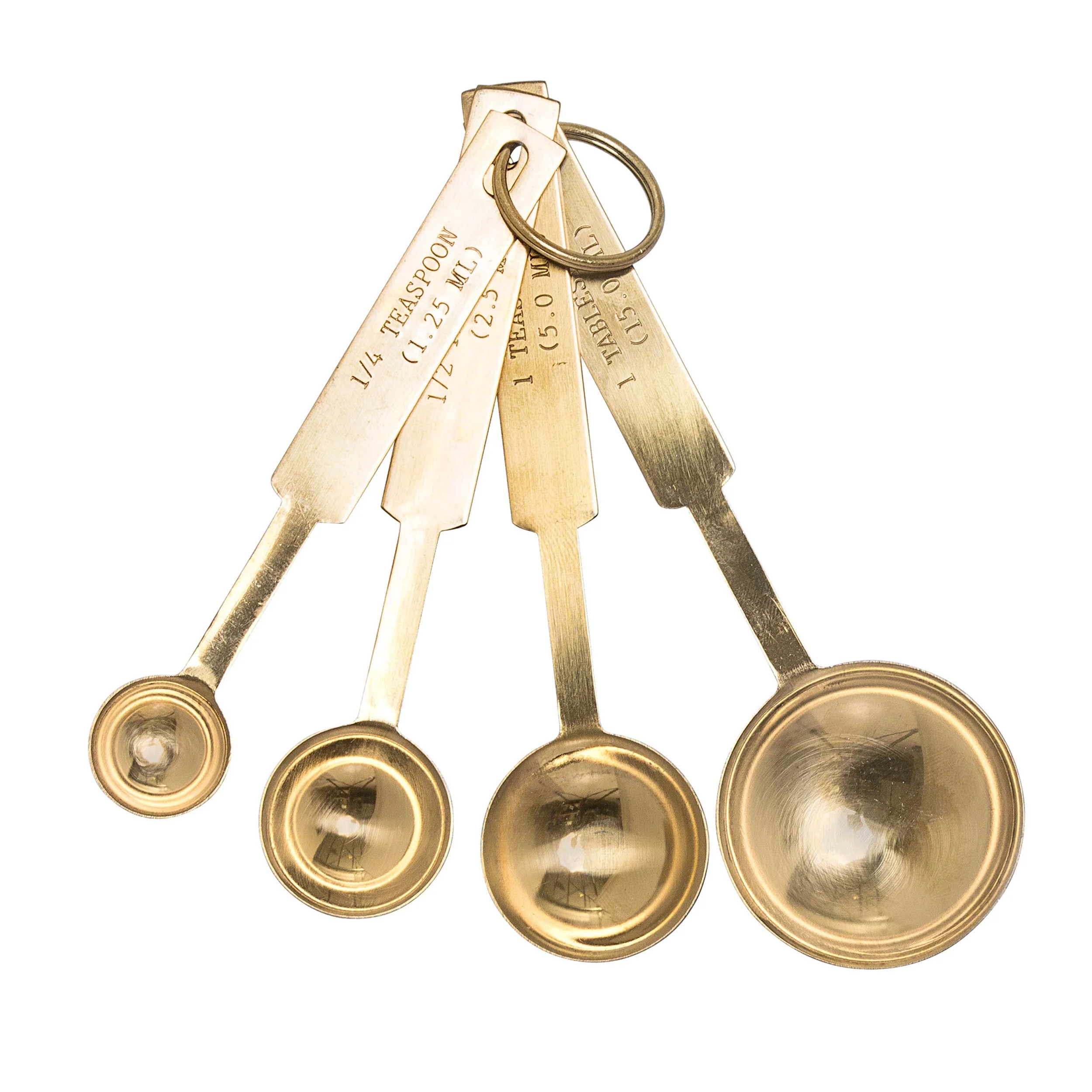 Fine Crafted Gold Stainless Steel Measuring Spoons Set of 4 Green
