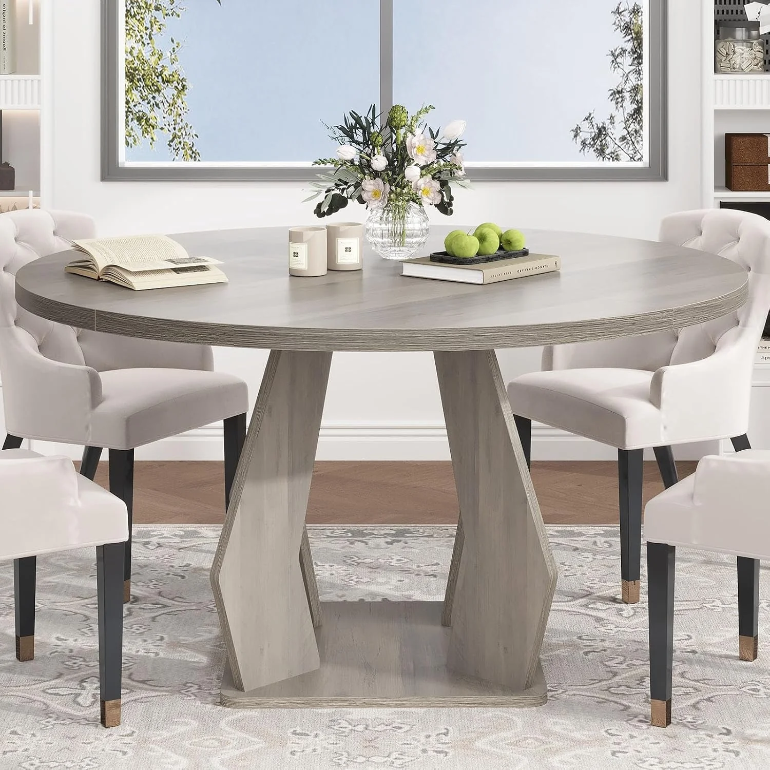Exclusive Contemporary Farmhouse Round Dining Table 47 Inches Professional