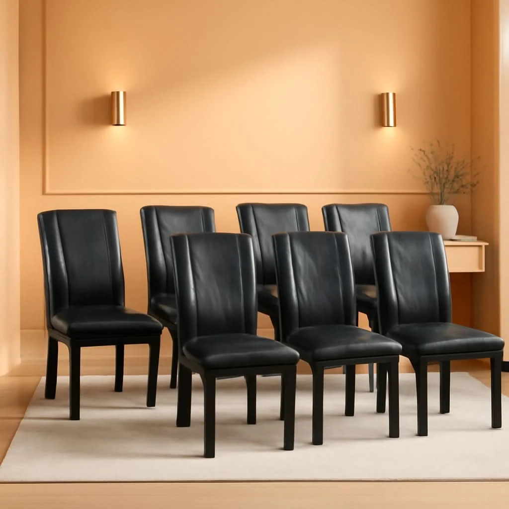 Premium Six Black PU Leather LuxuriouslyUpholstered Dining Chairs Eco-Friendly