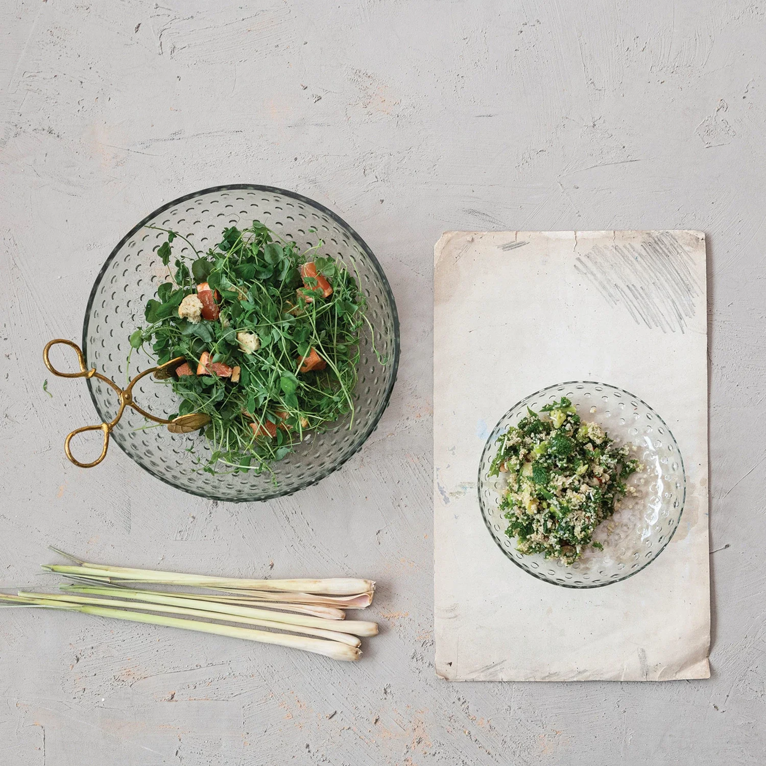 Traditional Hobnail Serving Bowls Natural