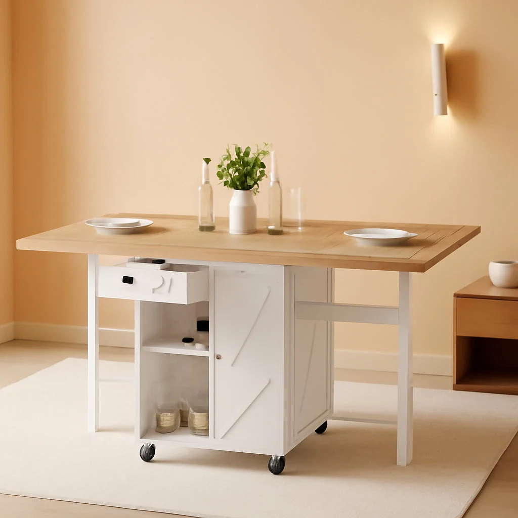 Excellent Natural Foldable Dining Table For 2to4 Compartments Green