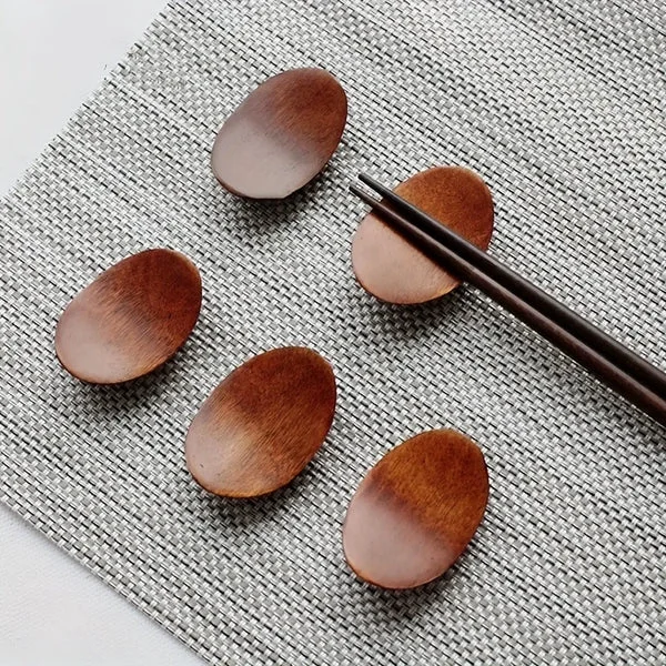 Expertly Made 5pcs Japanese Ingot Natural Wood Chopstick Holder Rest Set Luxury