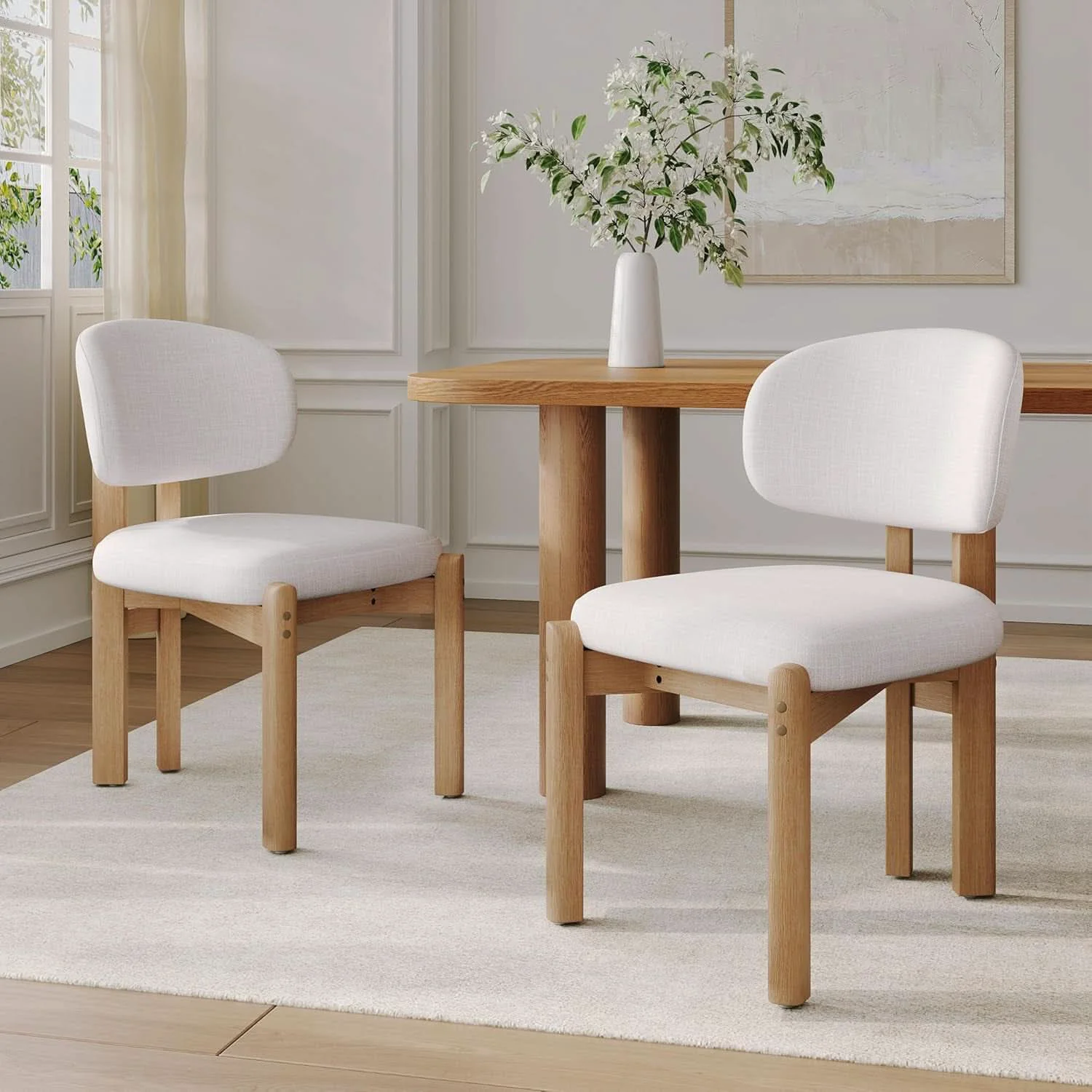 Smooth Beige Upholstered Mid Century Dining Chairs Collection Trusted