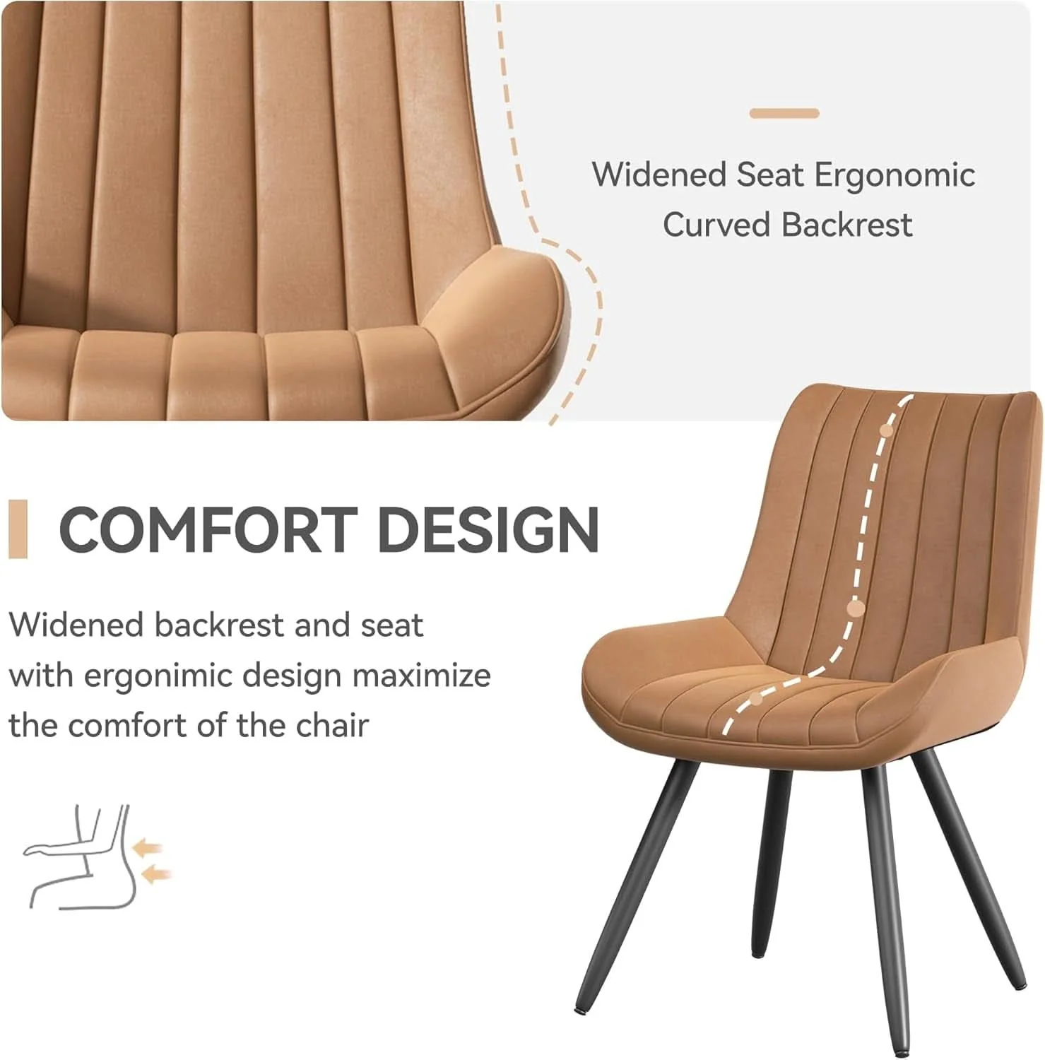 Relaxed Brown Upholstered Dining Chairs Mid Century Modern