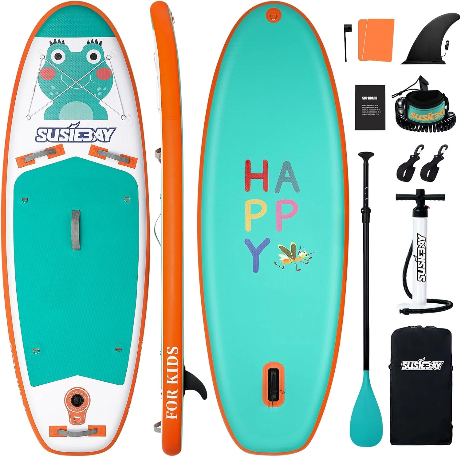 Fine Crafted Kids Inflatable Stand Up Paddle Board with SUP Accessories Wide Stable Design Non-Slip Comfort Deck Inflatable Paddle Board for Kids Children High-End