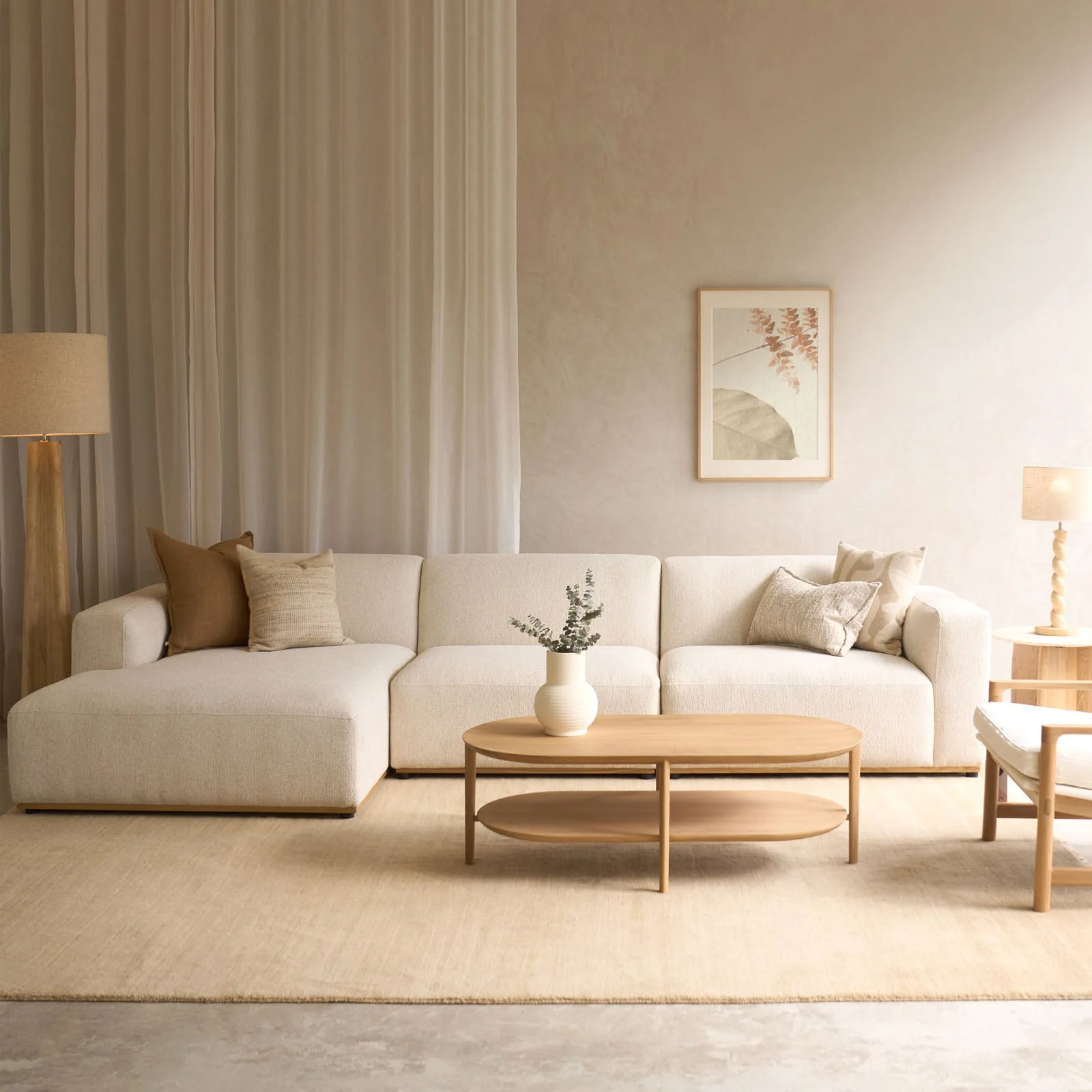 Flexible Komo Modular L Shape Sofa Alabaster 342 cm Dependable