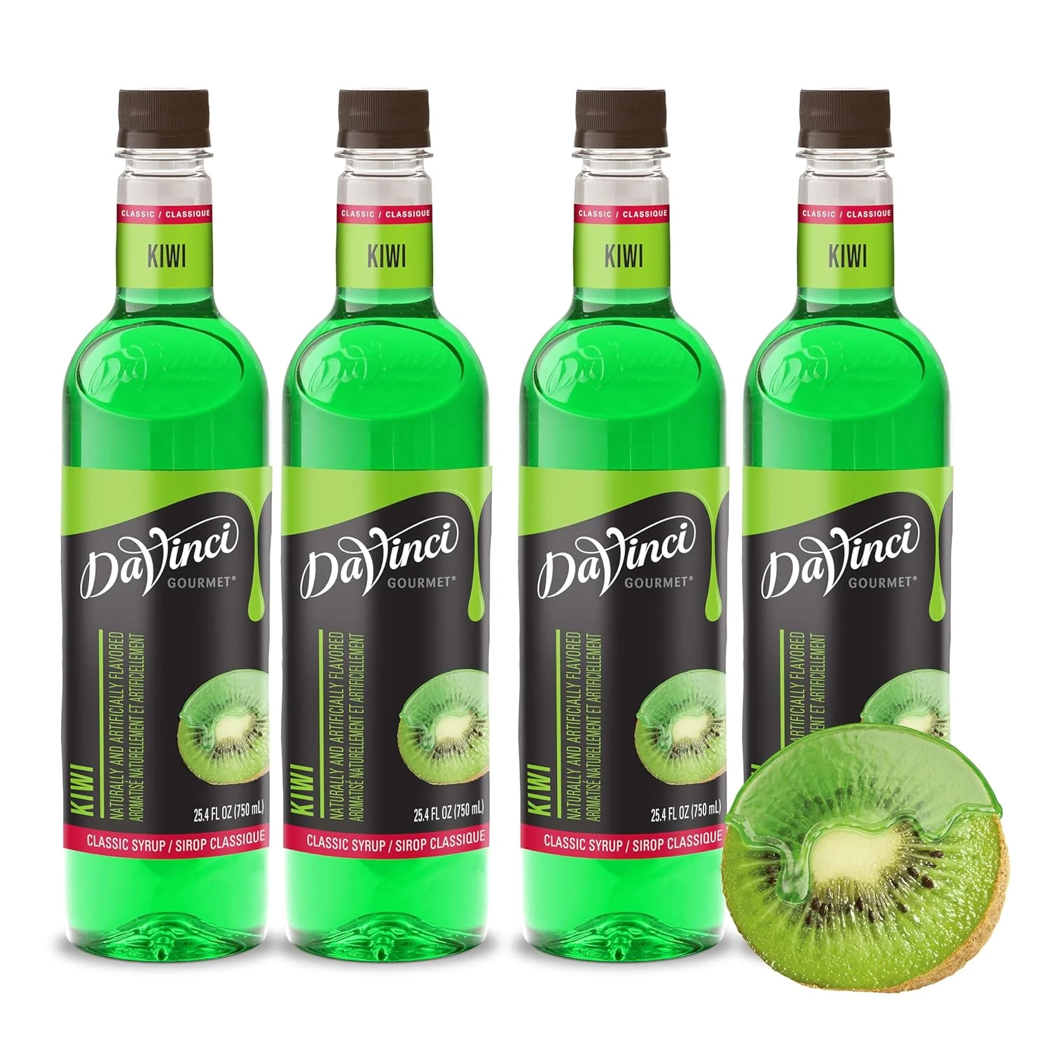 Recyclable DaVinci Gourmet Classic Kiwi Syrup 25.4 Fluid Ounces Pack of 4 Modern