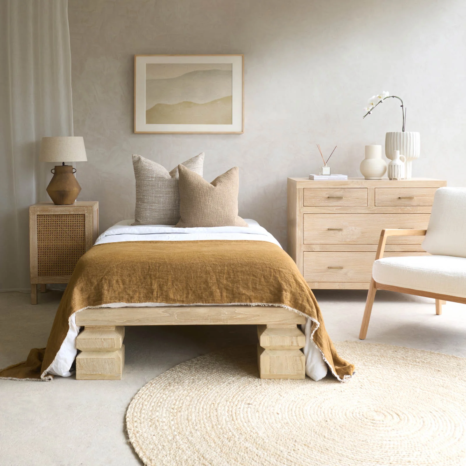 Trendy Umpak Bed Frame Teak – Whitewash SG Super Single Innovative