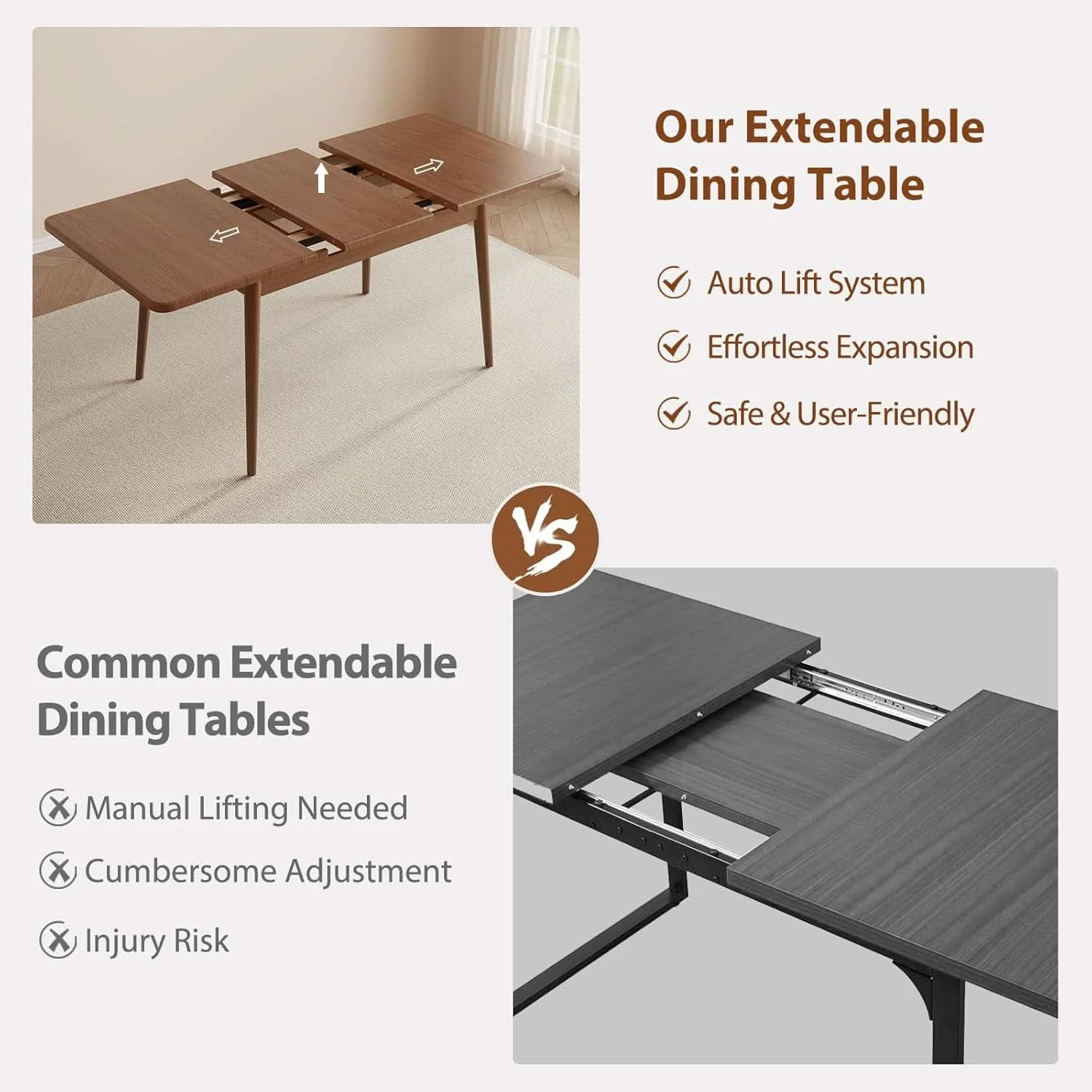 Fast Walnut Telescoping Solid Dining Table With Extension Innovative