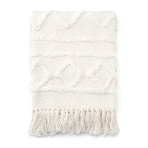 Eco-Friendly Throw Cotton Woven Zig Zag Off White Selected