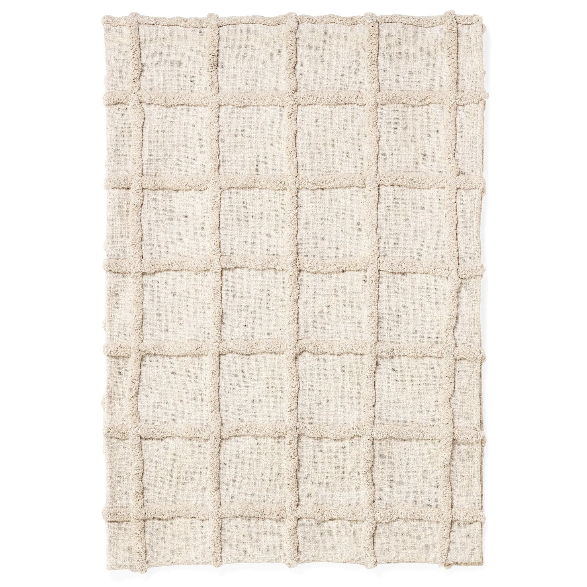 Expertly Made Throw Cot Tuft Grid Nat Pure