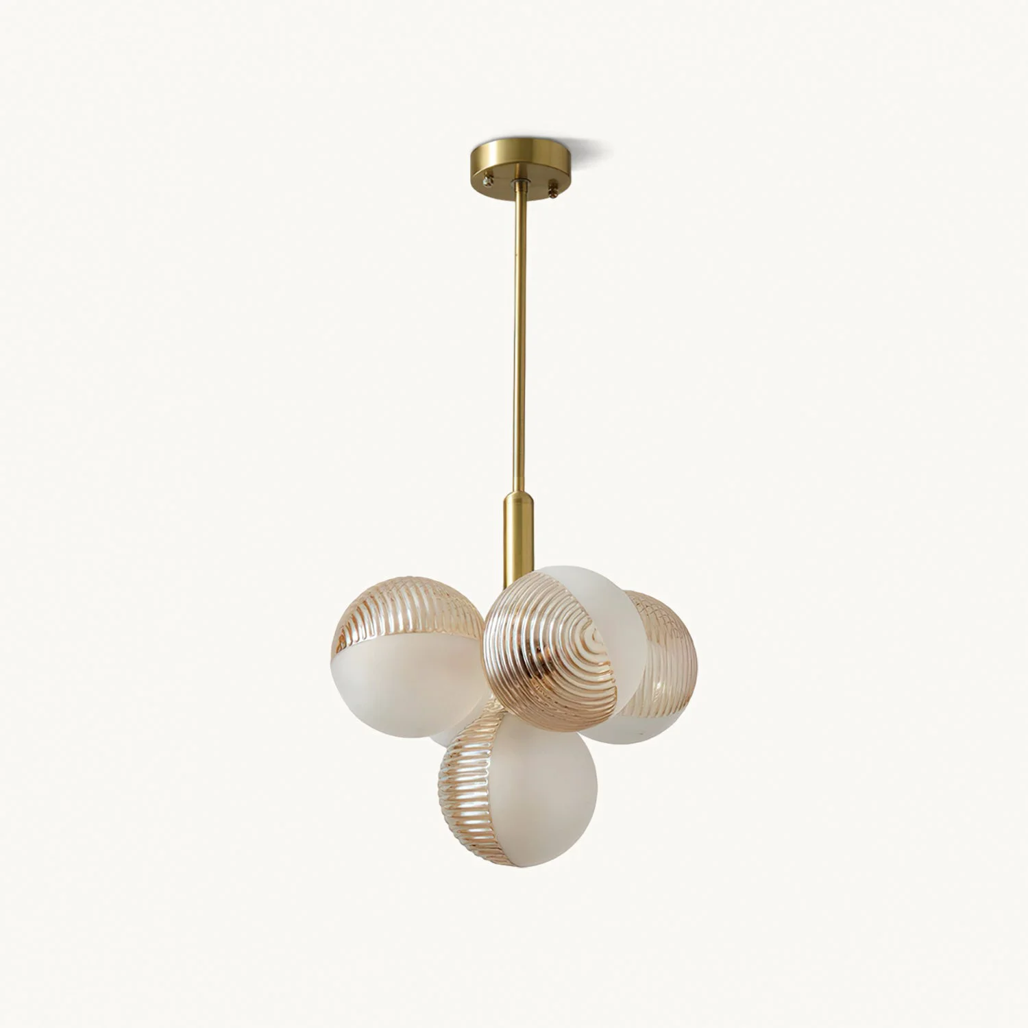 Expertly Made Ribbed Glass Bubble Chandelier Detailed