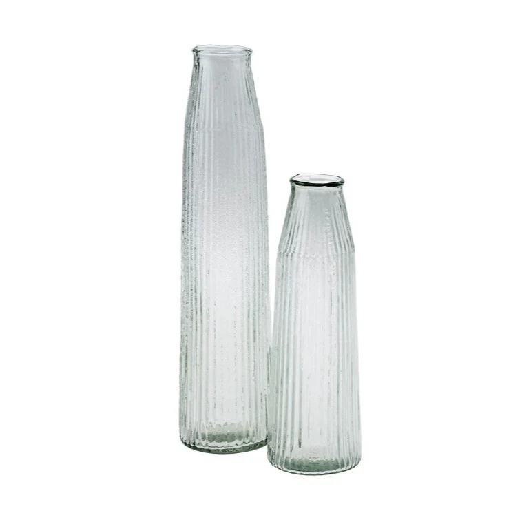 Powerful Ribbed Narrow Glass Vase Reusable