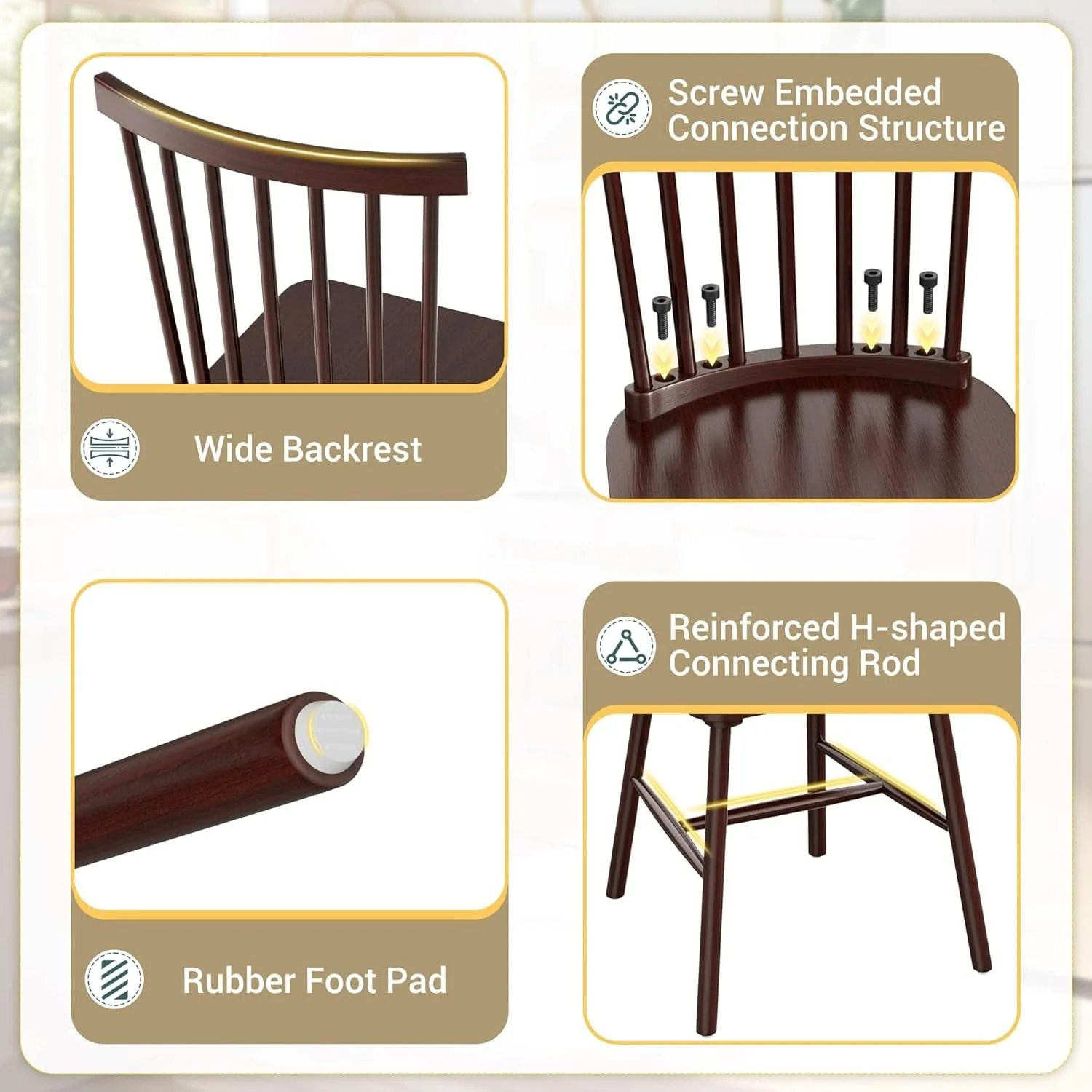 Secure Brown Windsor Spindle Back SolidWood Dining Chairs Natural