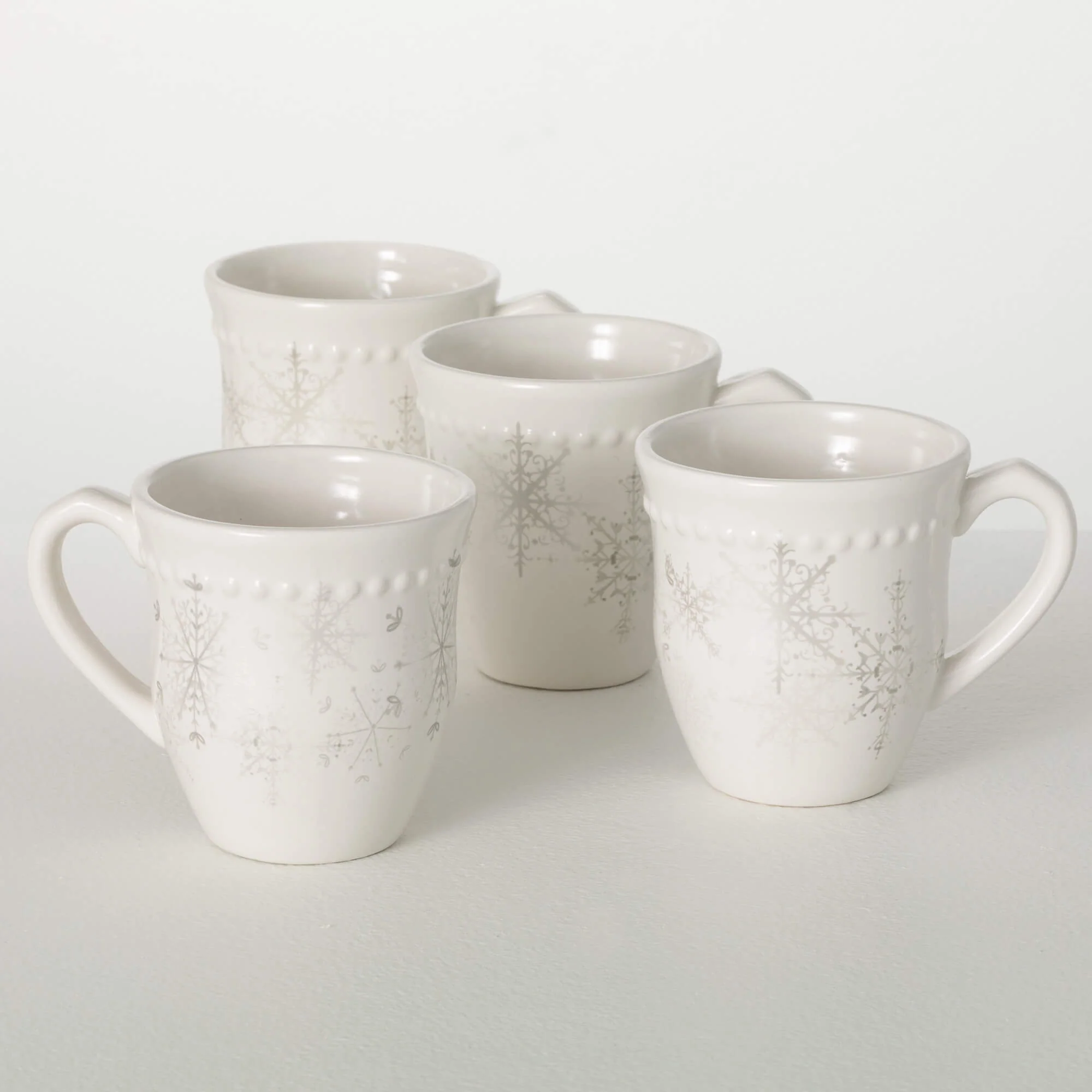 Eco-Friendly White Silver Snowflake Mug Fine