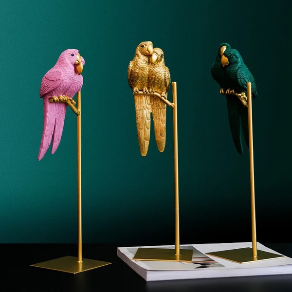Sustainable Handmade Couple Parrot Resin Love Bird Desk Ornaments Luxury