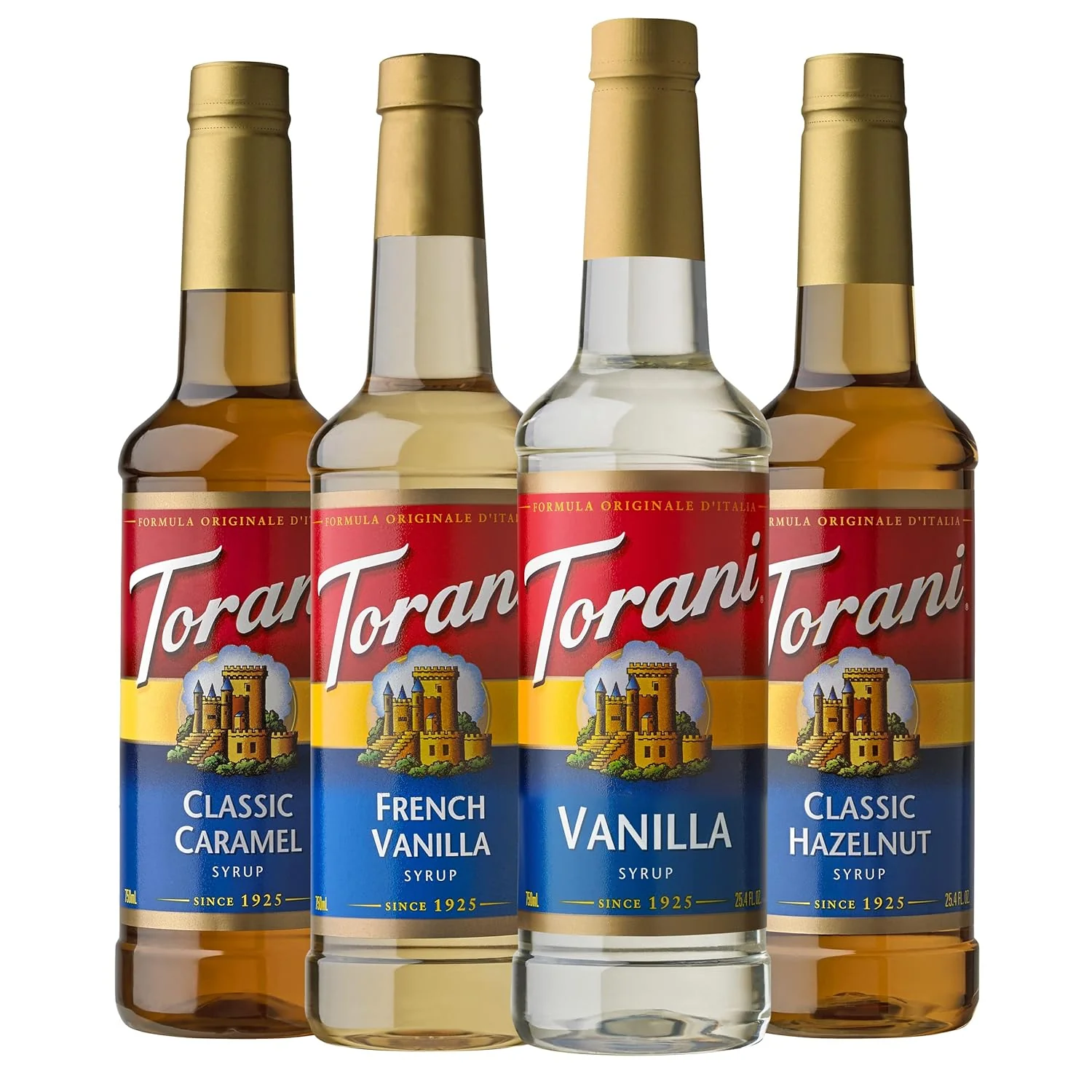 Stylish Torani Variety Pack Caramel French Vanilla Vanilla Hazelnut 25.4 Ounces Pack of 4 Selected
