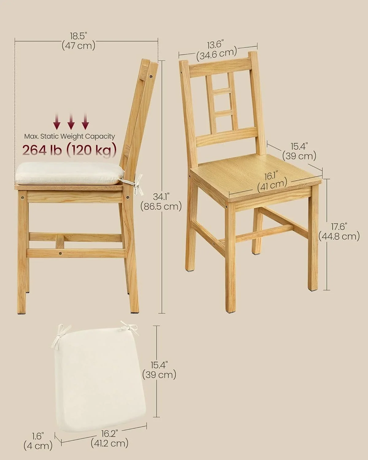 Verified Luxurious Handcrafted Solid Wood Dining Chairs Set Long-Lasting