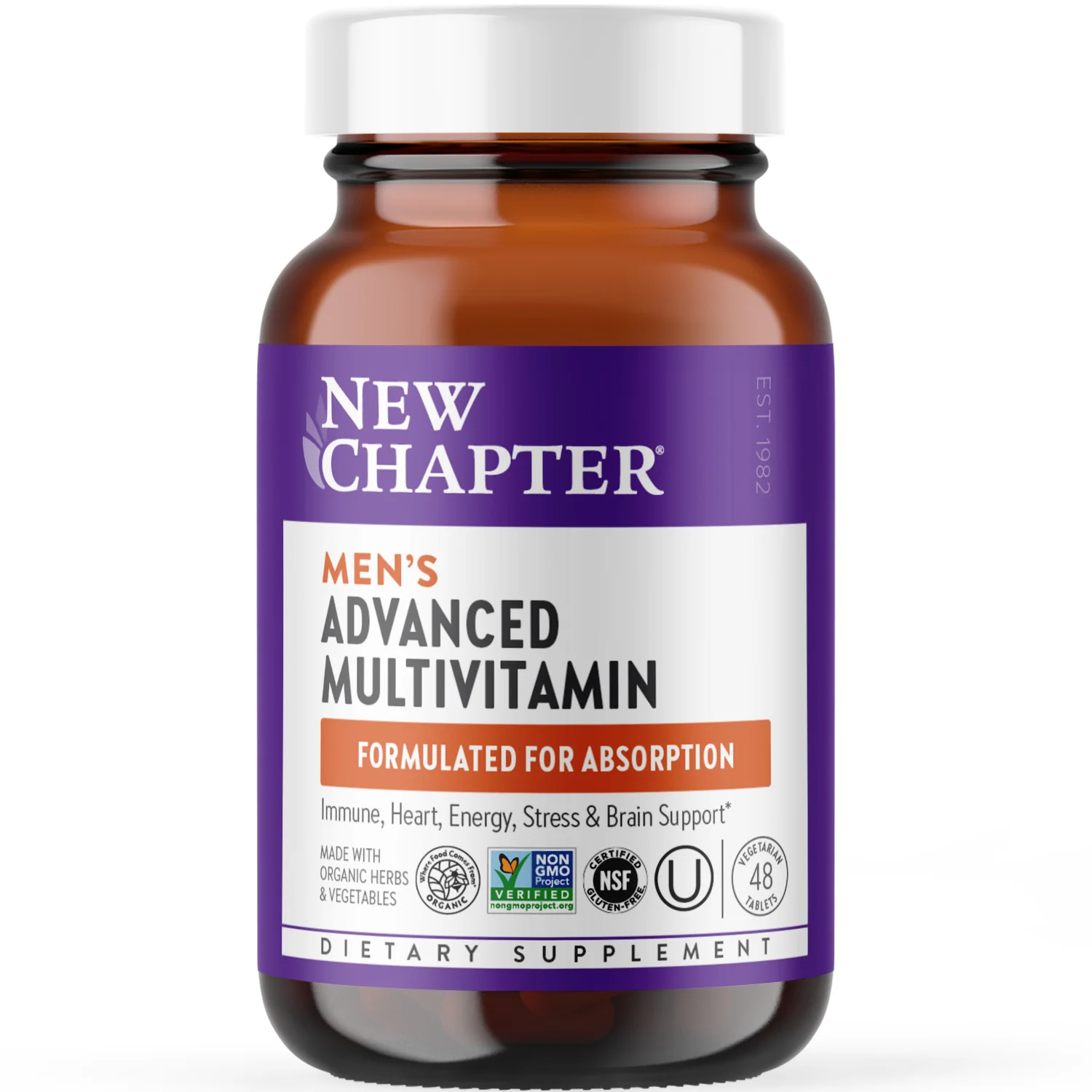 Easy-to-Use New Chapter Men’s Advanced Multivitamin for Stress Brain Immune Heart Energy Support Premium