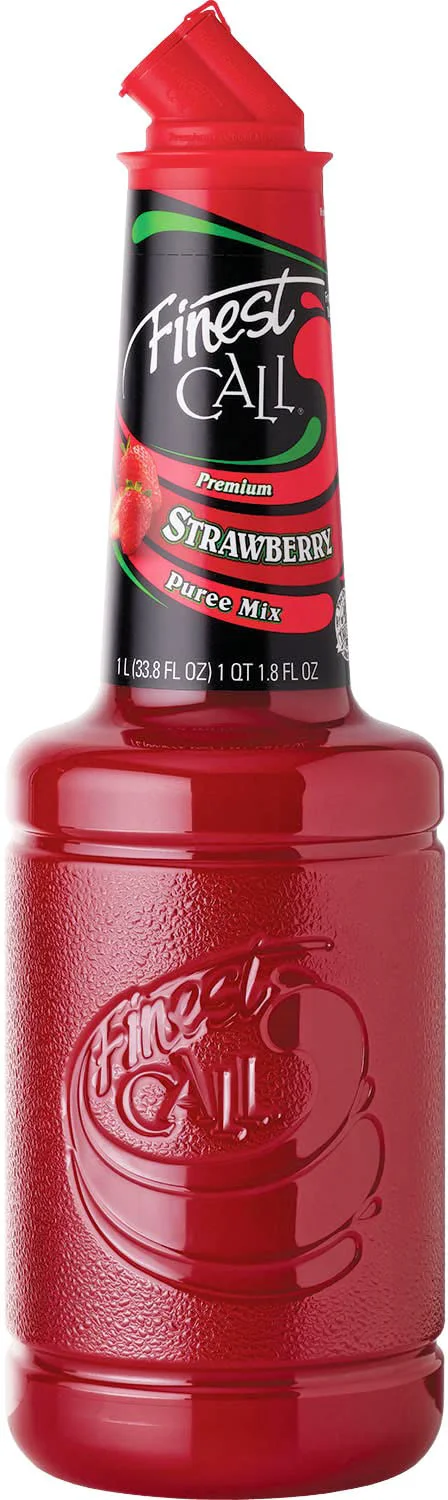 Next-Generation Finest Call Premium Strawberry Puree Drink Mix 1 Liter Bottle 33.8 Fl Oz Convenient