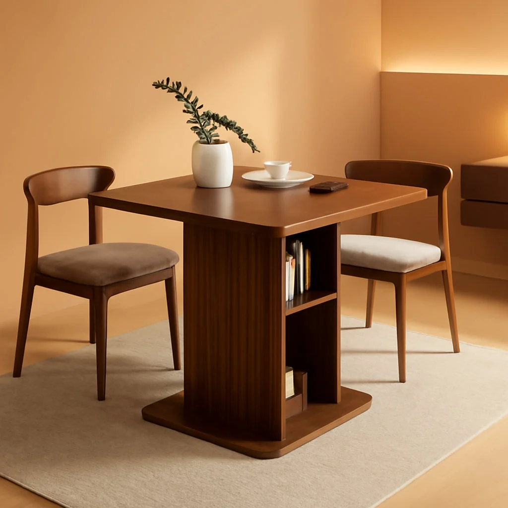 Outstanding Walnut Farmhouse Dining Table Includes Storage Shelf Modern