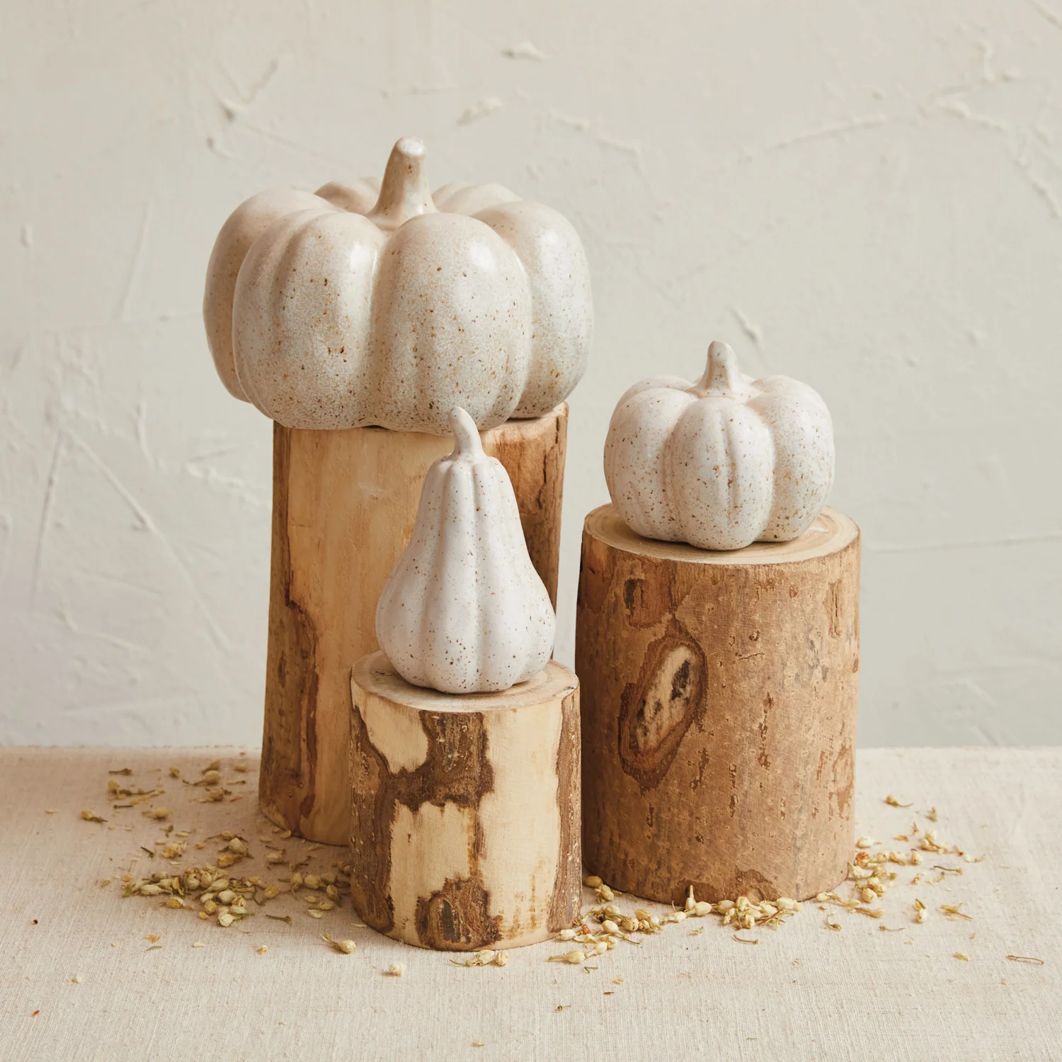 Innovative Stoneware Pumpkin with Reactive Glaze Cream Solid