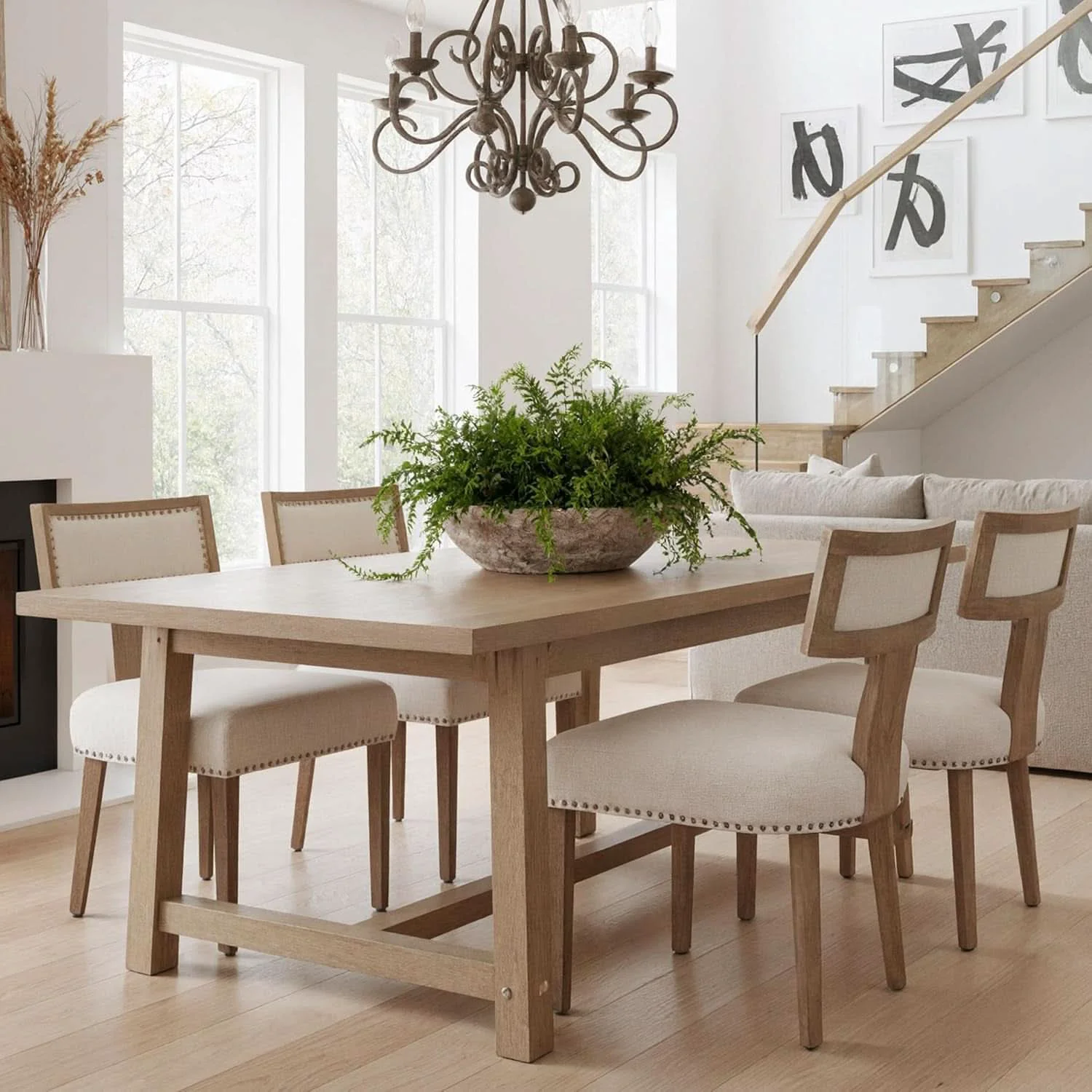 Exclusive Beige Upholstered Mid Century Dining Chairs Collection Artisan