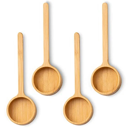 Flexible Bamboo Wooden Coffee Scoop Long Handle Measuring Scoop for Jars 4 Count Contemporary