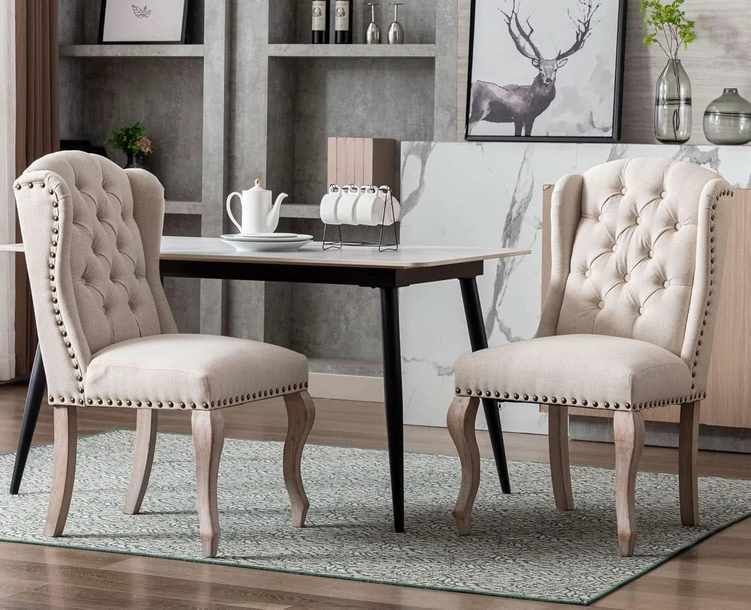Efficient Cream Upholstered Dining Chairs With Diamond Tufted Versatile