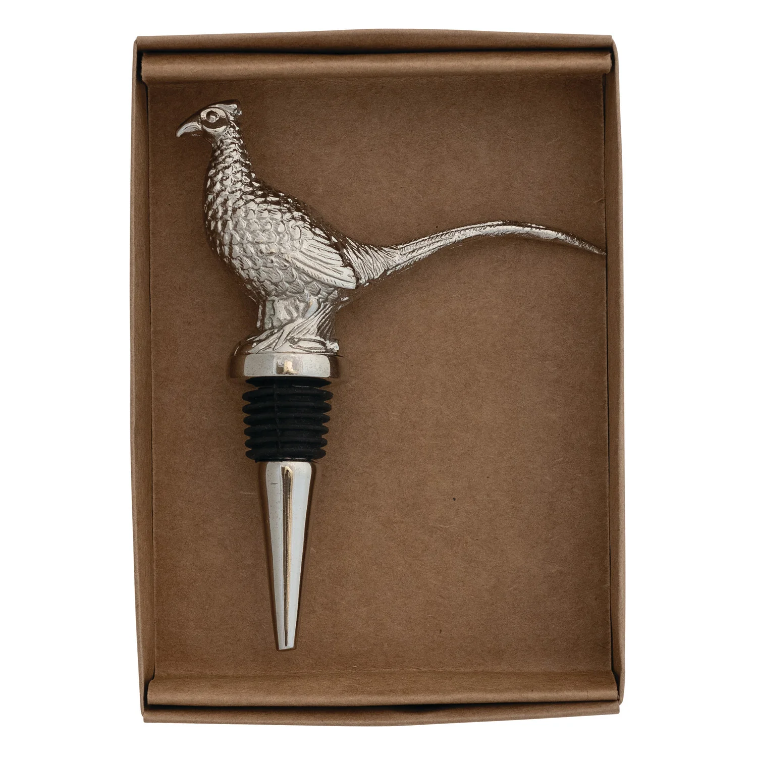Fashionable Pheasant Bottle Stopper Cast Aluminum Nickel Finish Selected