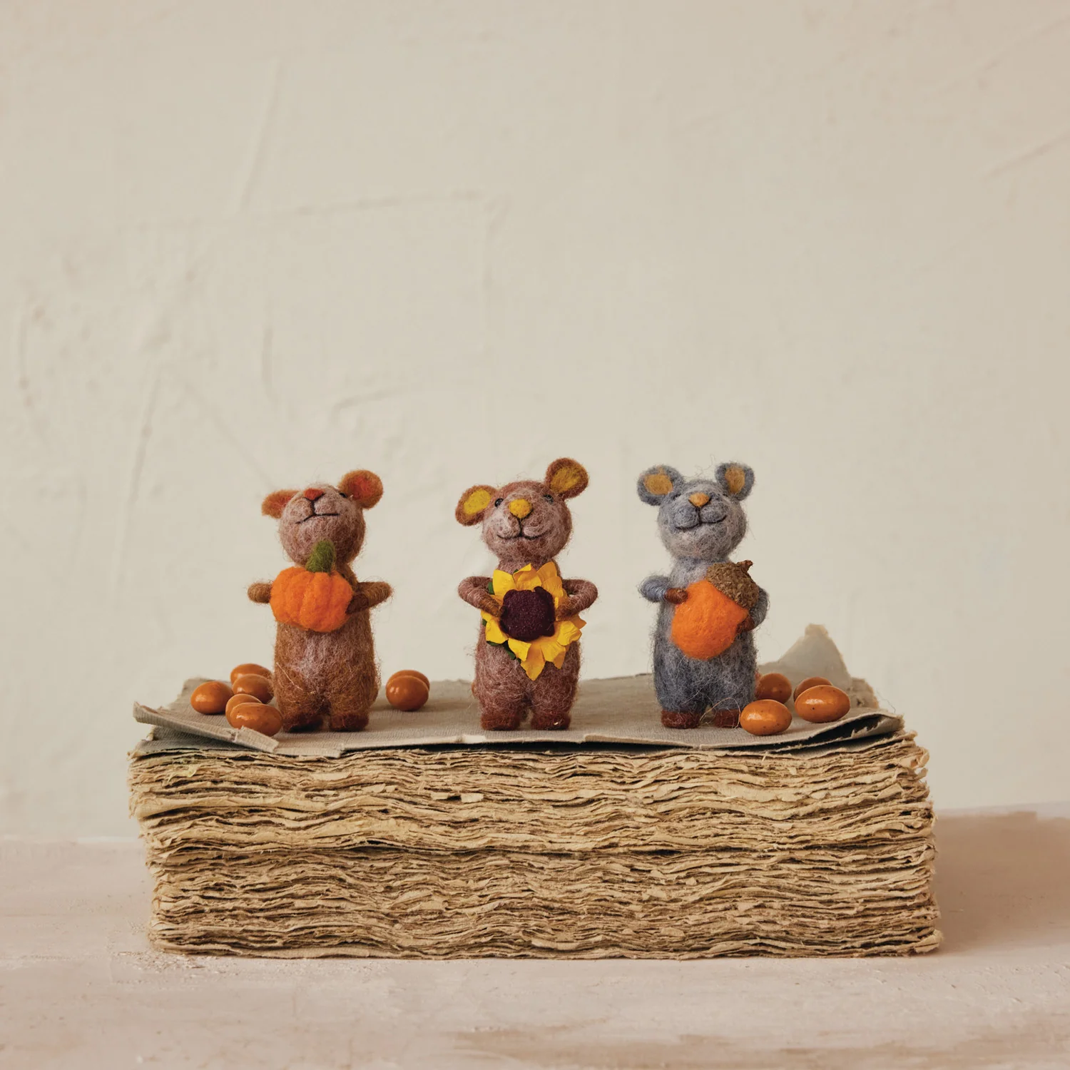 Fine Crafted Handmade Wool Felt Mice Enhanced