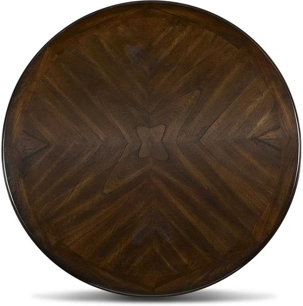 Breathable Elegant Solid Wood Circular Dining Set Cherry Brown Contemporary