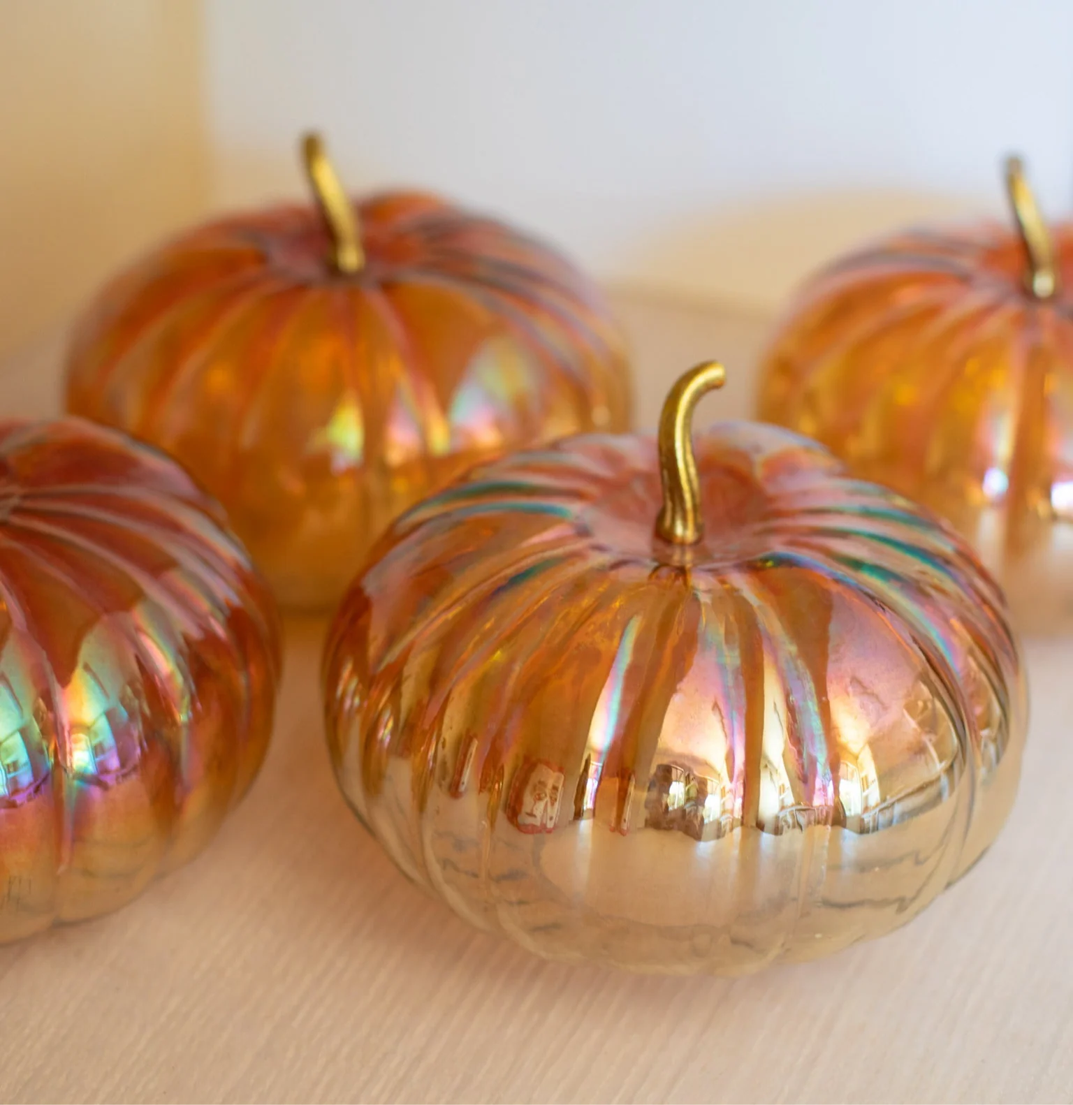 Original Design Glass Pumpkin Brass Stem Amber Efficient