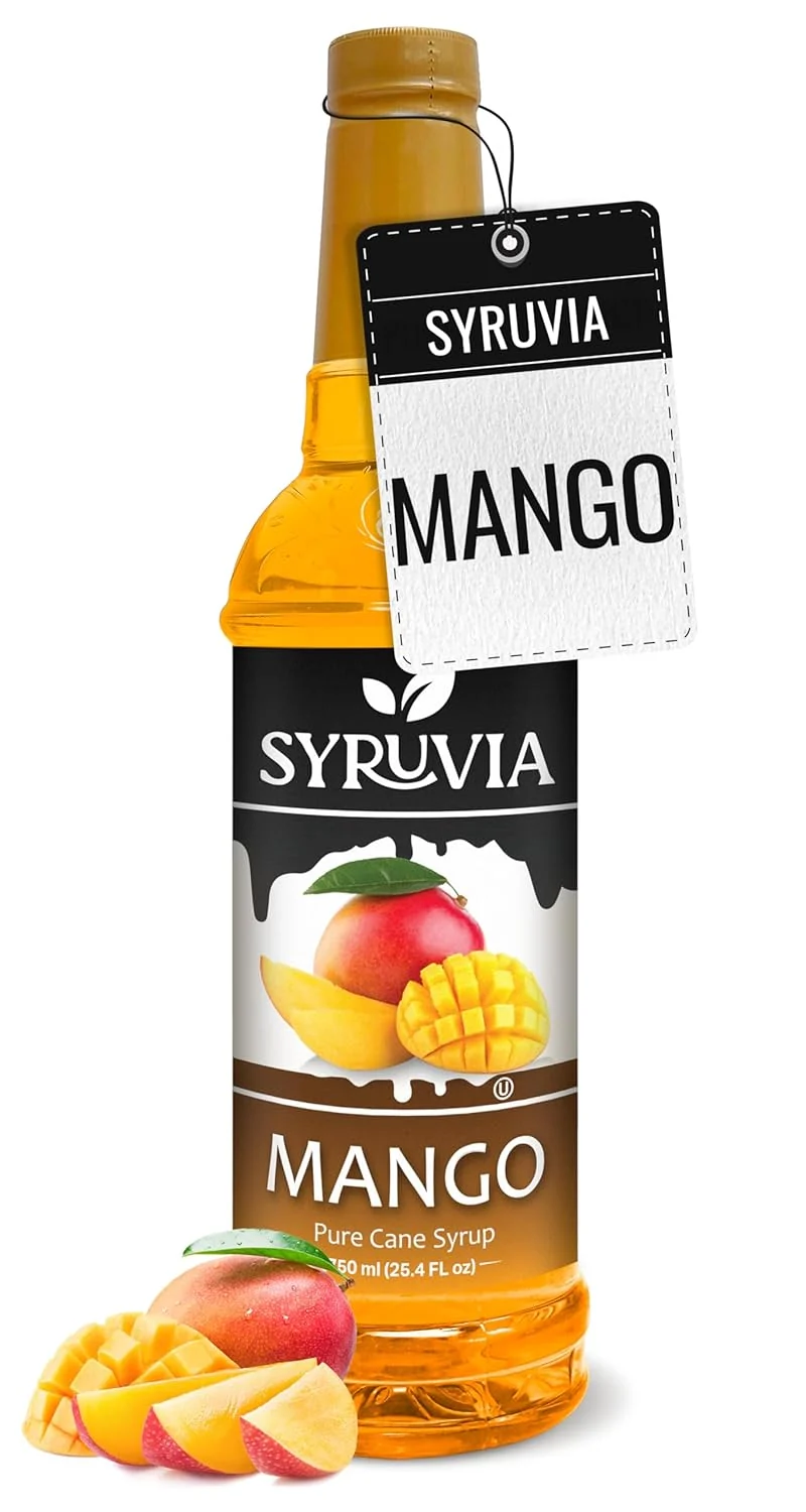 Innovative Syruvia Mango Syrup – Premium Flavoring Syrup for Tea Italian Sodas Beverages Desserts Ice Cream Cocktails Mocktails – Kosher Gluten Verified