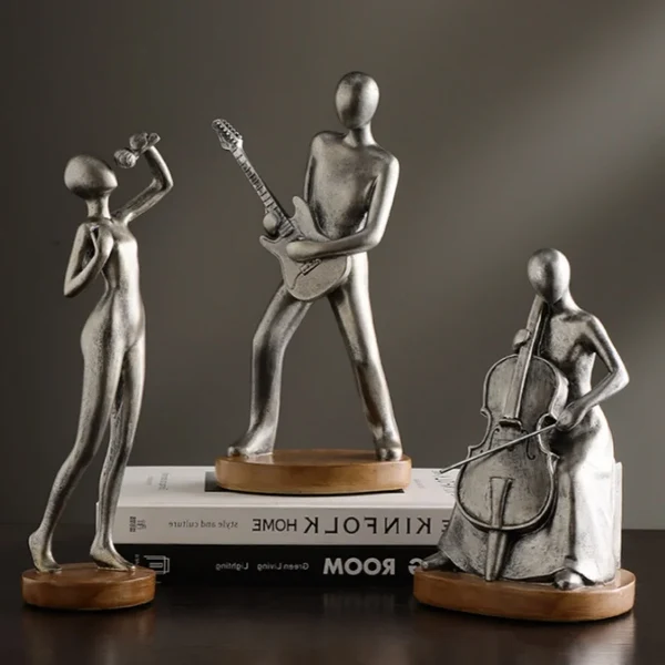Solid Abstract Musician Figurines – Resin Cello Guitar Sculptures Easy-to-Use