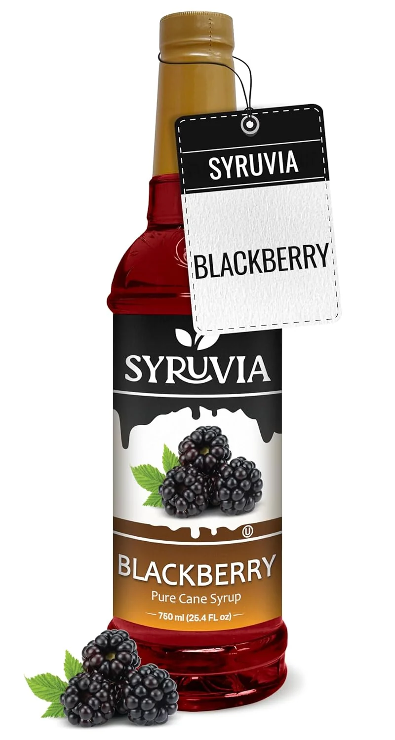 Functional Syruvia Blackberry Syrup – 25.4 fl oz. Kosher and Gluten-. I for Enhancing Drinks Sodas Shakes Desserts and More. Soft