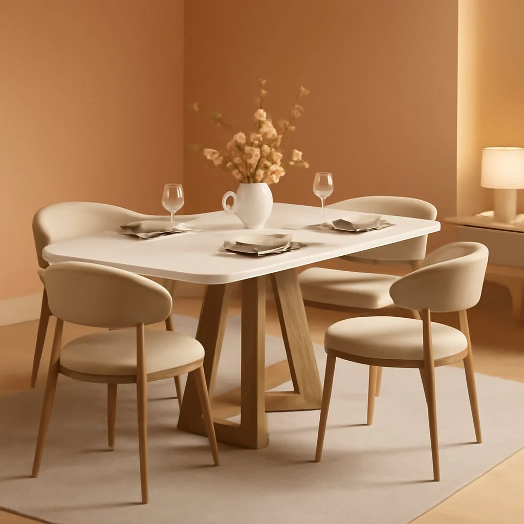 Expertly Made 47Inch Dining Table White Brown Space Saving Design Quality