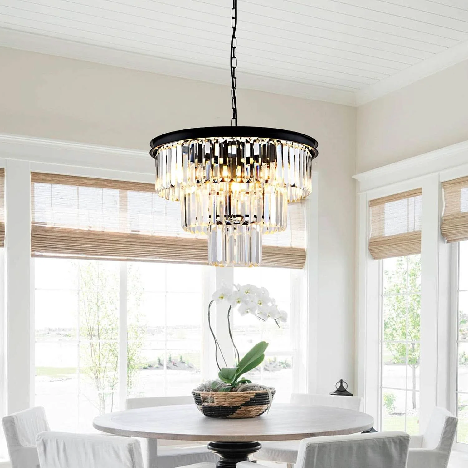 Original 8 Light Black Crystal Chandelier Elegant Dining Fixture Carefully Designed