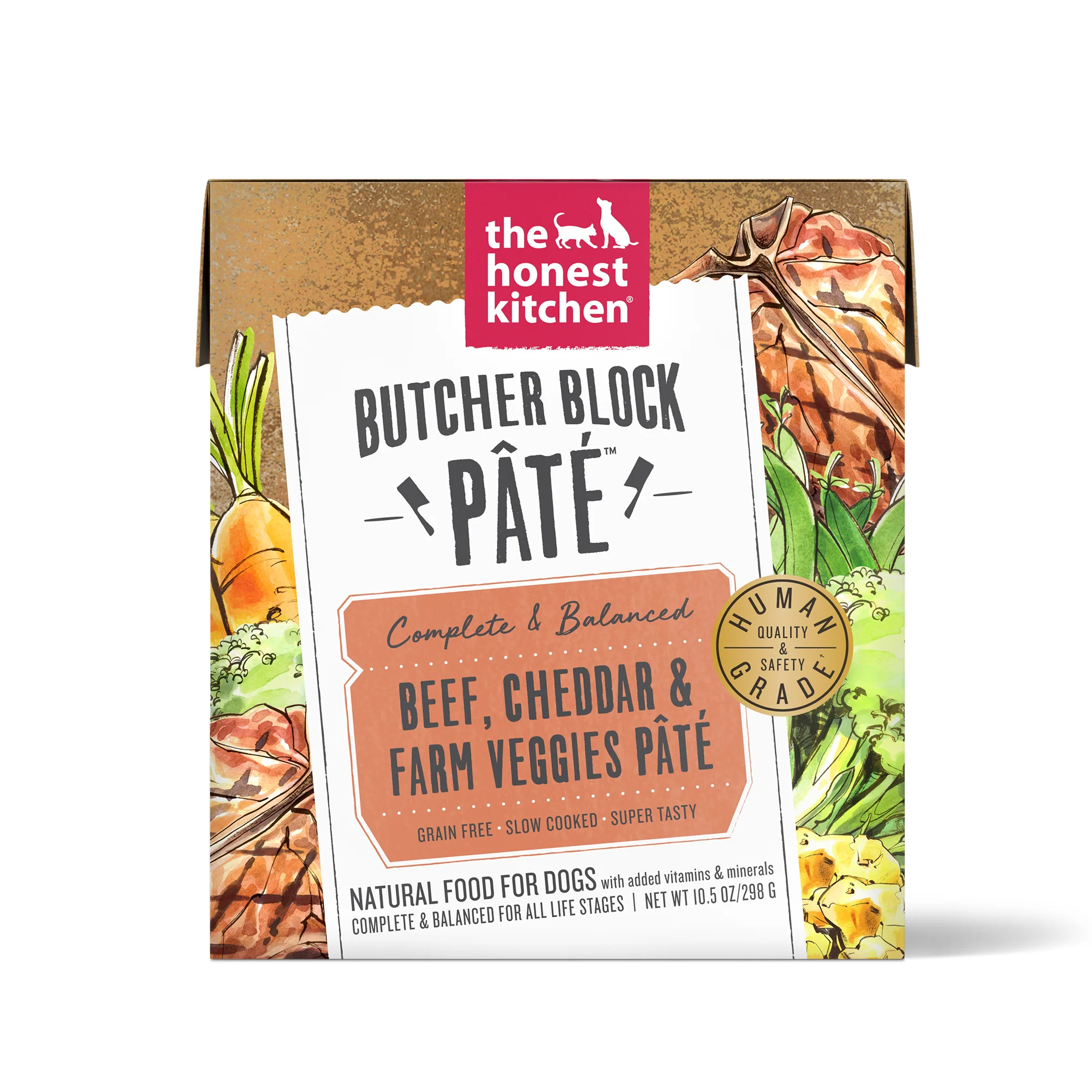 Reusable The Honest Kitchen Human-Grade Wet Dog Food Beef Cheddar Farm Veggies Butcher Block Pâté Pack of 6 Premium
