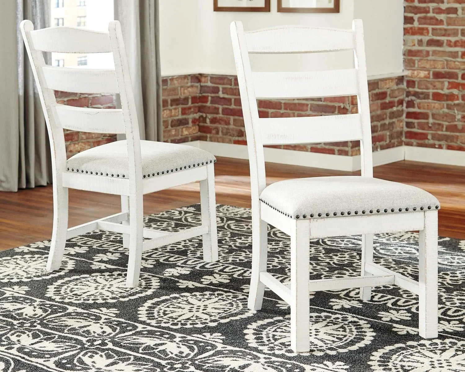 Optimized Vintage Farmhouse Cushioned Dining Chairs Whitewash 2 Pack User-Friendly