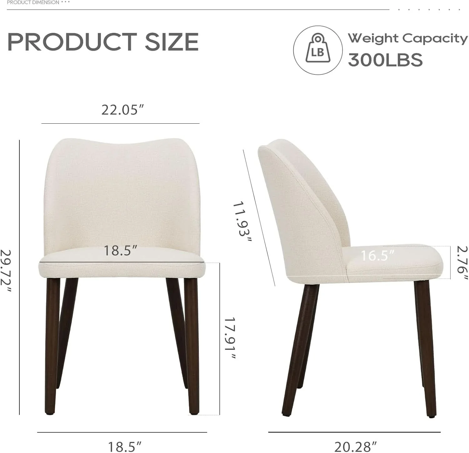 Quality Upholstered Dining Chairs Pair Beige Fabric Wood Legs Traditional