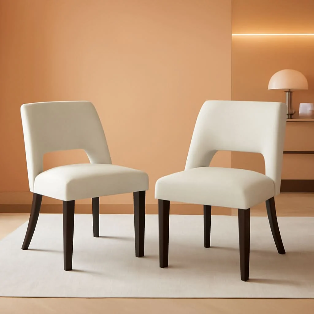Eco-Friendly Beige Faux Leather Dining Chairs Ergonomic Design Set High-Performance