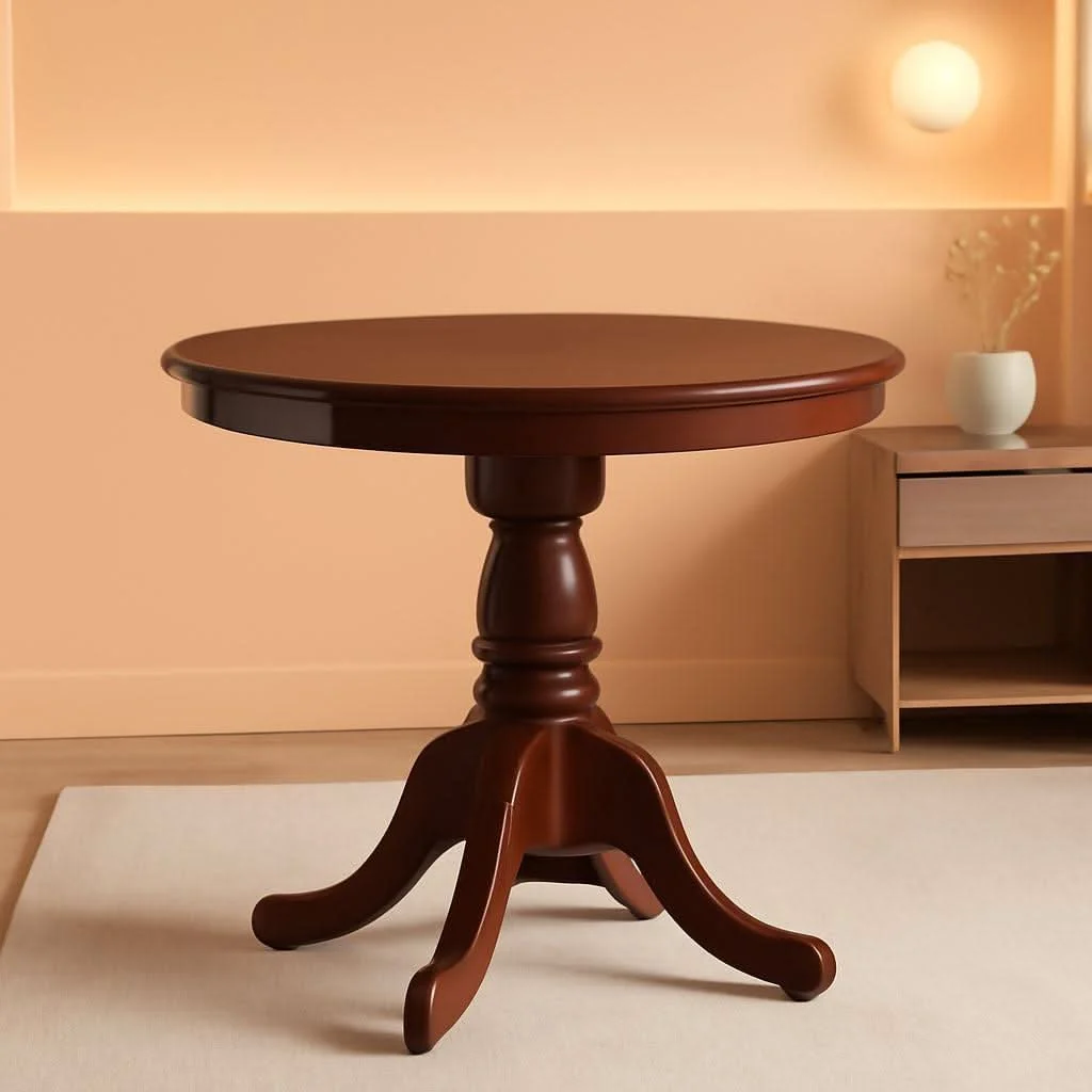Exceptional Eden Round Dining Table Mahogany Pedestal 30×30 Inches Clean