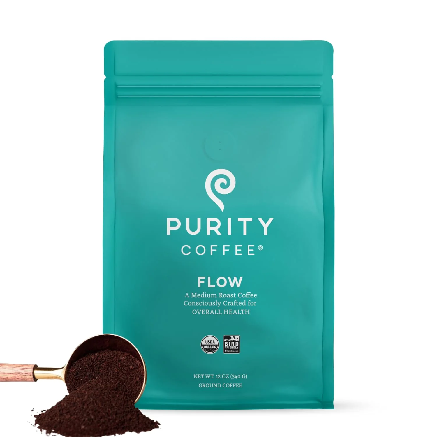 Consistent FLOW Medium Roast Ground 12oz Bag Specialty-Grade USDA Organic Arabica Blend Third Party Tested for Mold Mycotoxins amp Pesticides Environmentally Friendly