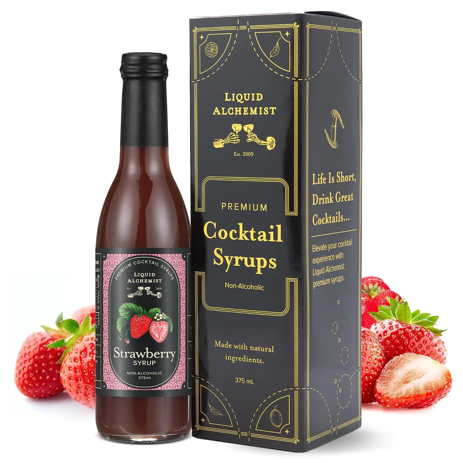 Healthy Liquid Alchemist Strawberry Syrup for Cocktails Ingredients Make our Strawberry Puree for Drinks a Margarita Mix Small Batch Non-GMO amp Dairy 12.7 oz Drink Mixer Pack of 1 User-Friendly